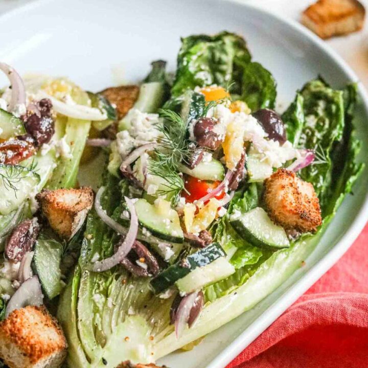 One of the Greek Grilled Romaine Halves.